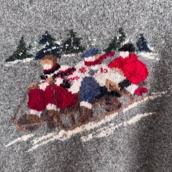 Ralph Lauren Vintage Lambswool Turtleneck Sweater Gray Medium Sledding Graphic - Picture 3 of 6